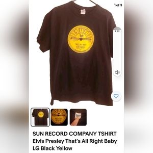 SUN RECORD Company Tshirt  Elvis Presley That's Alright Baby Record Tshirt LG